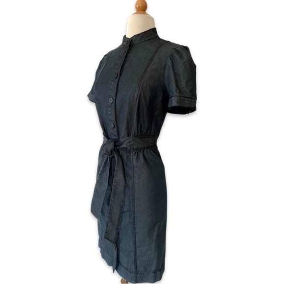 𝅺Magaschoni Teal Denim Shirt Dress - Picture 4 of 7